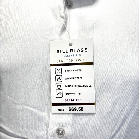 NWT Bill Blass Traveler Button Up Twill Shirt Mens Small Slim Fit Wrinkle Free - Picture 5 of 11